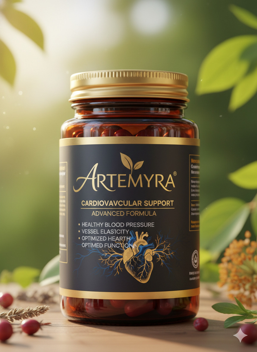 Artemyra dietary supplement packaging with plant-based ingredients
